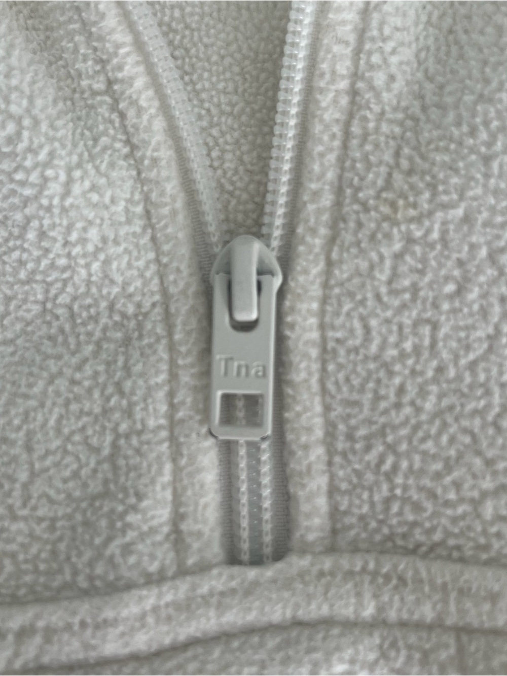 Aritzia Tna Polar 1/2 Zip Fleece Pullover Birch Cream XS Cropped Half Zip - Picture 6 of 11
